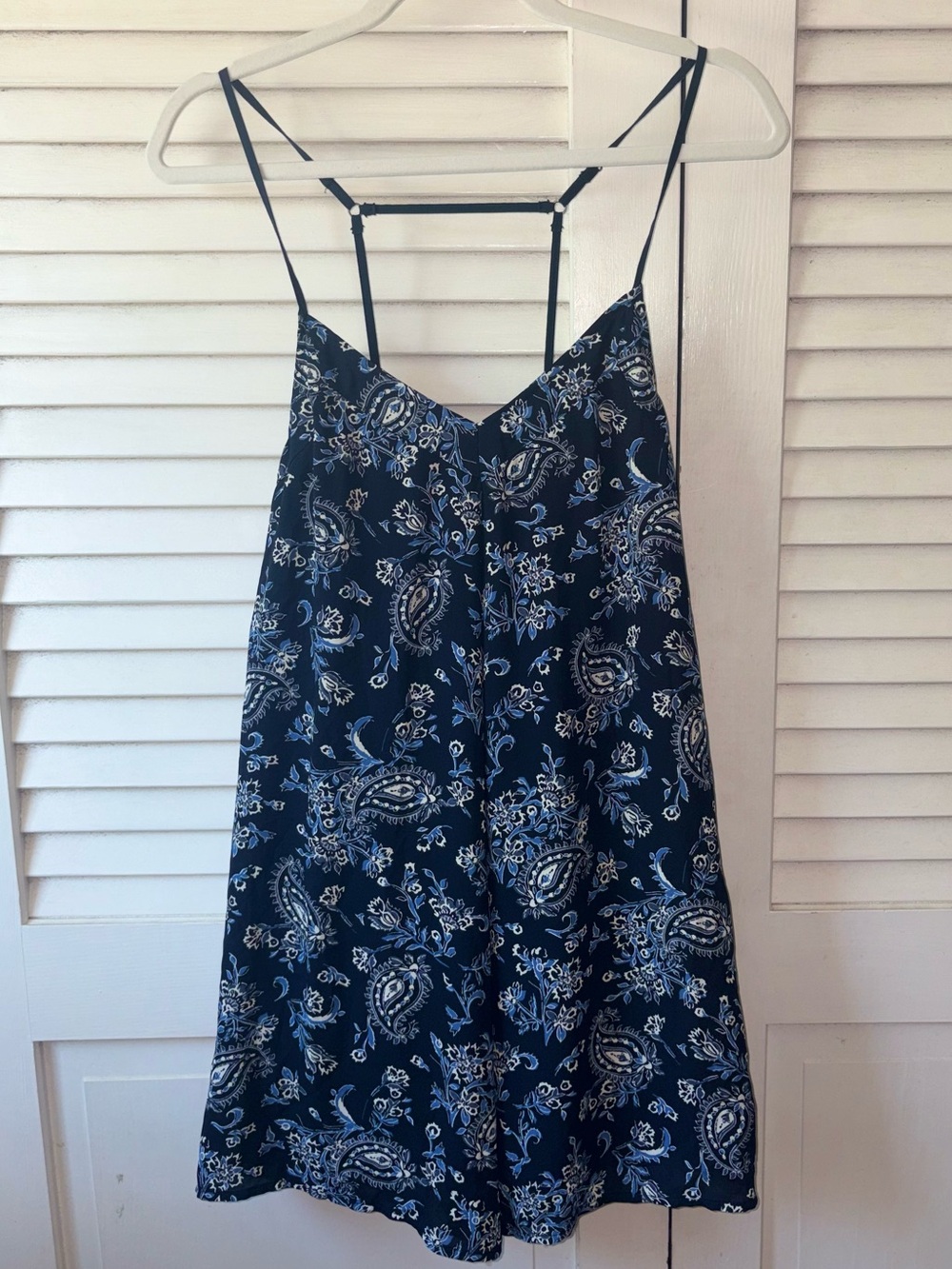 Abercrombie & Fitch Navy Paisley Slip Dress Small 90s Inspired Cami Mini Dress - Picture 2 of 5